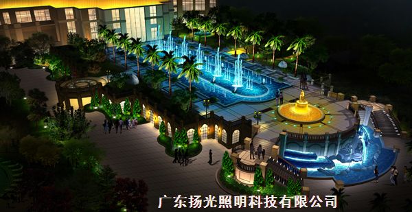 金海湾嘉华酒店中央水池区夜景工程