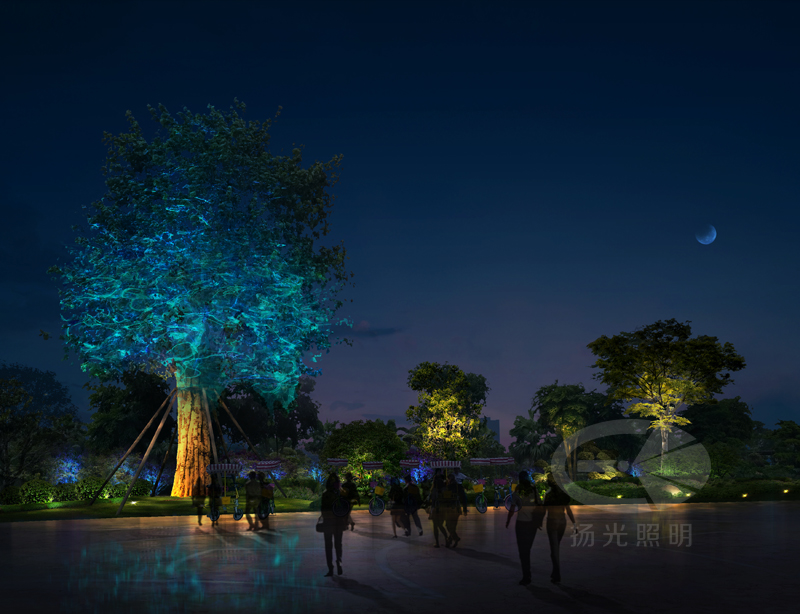 公园夜景照明设计效果图