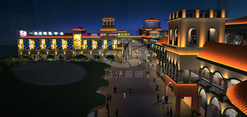 商业街夜景灯光设计效果图