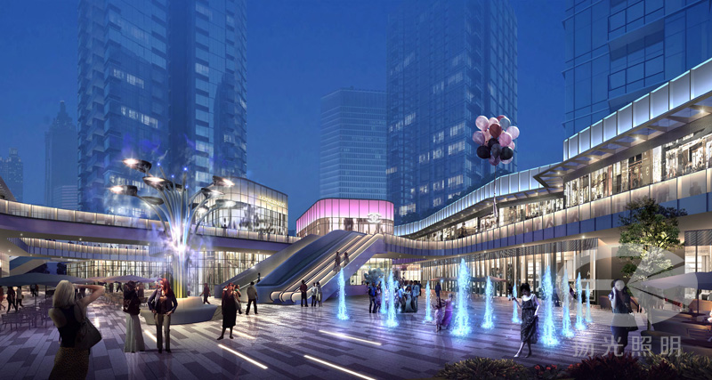 东莞丰华广场夜景照明商业内街效果图
