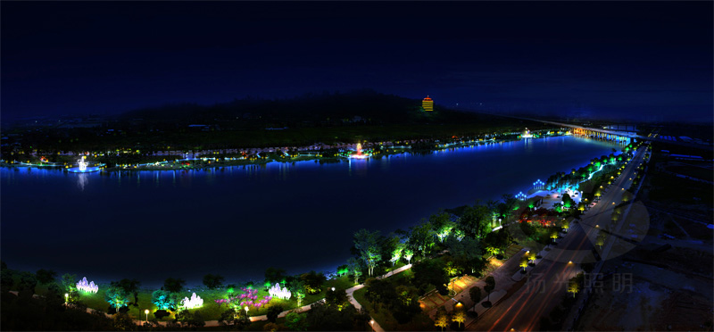 河岸夜景照明设计效果图
