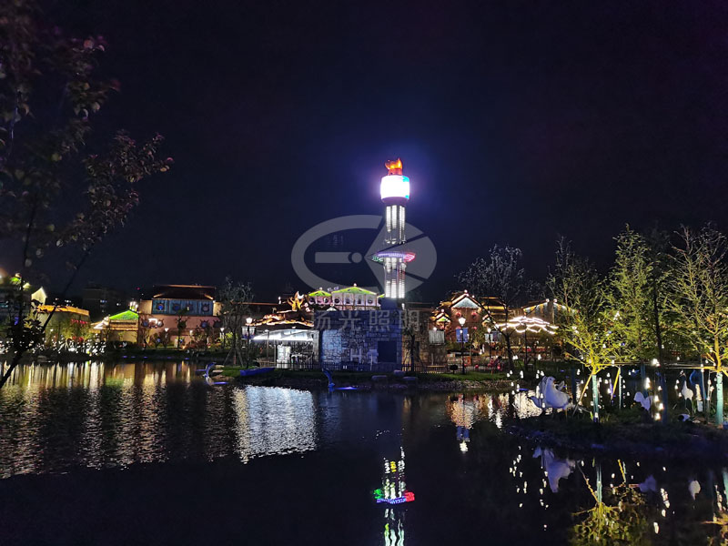 小镇亮化工程夜景图